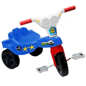 TRICICLO KEPLEF POLICIA COM EMPURRADOR AZUL