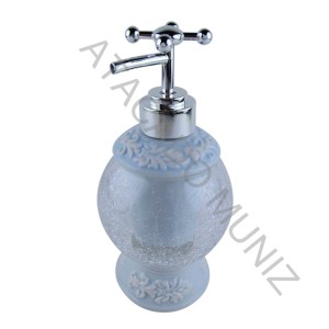 PORTA SABONETE LIQUIDO DE PORCELANA RETRO CRISTAL BOLA DE VIDRO