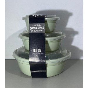KIT 3 POTES RAINHA REDONDO 350ML/ 700ML/ 1500ML