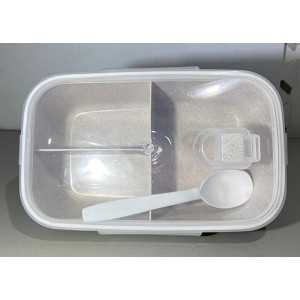 MARMITA HERMETICA QUADRADA COM 3 DIVISORIAS E COLHER