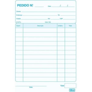 TALAO DE PEDIDO 1 VIA 1/4 50 FOLHAS